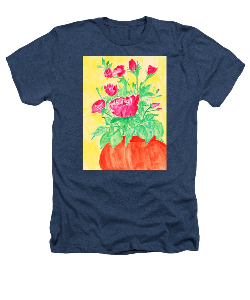 Red Flowers in a Brown vase - Heathers T-Shirt